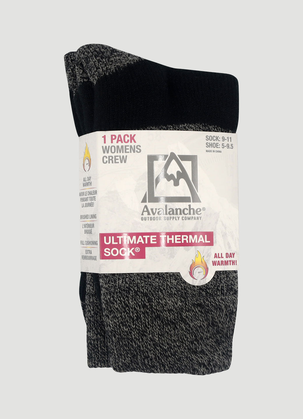 6 Pairs Women's Winter Thermal Crew Socks - Size 9-11, Acrylic, Brushed Cuff, Warm For Work & Outdoor