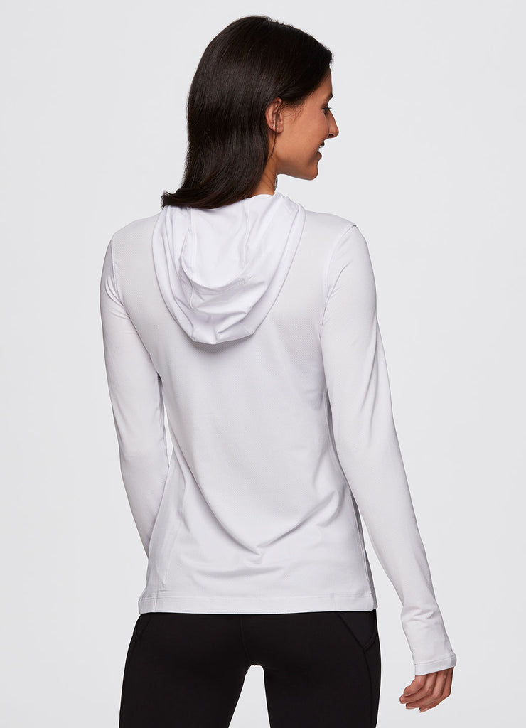 Avalanche Women's Hoodie Sun Shirt with Zipper Pocket - White