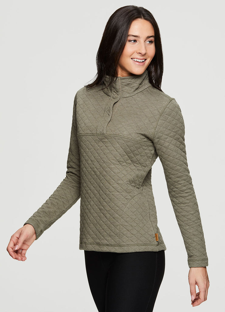 Avalanche Women's Dark Gray Quilted Pullover Shirt Sweatshirt Medium
